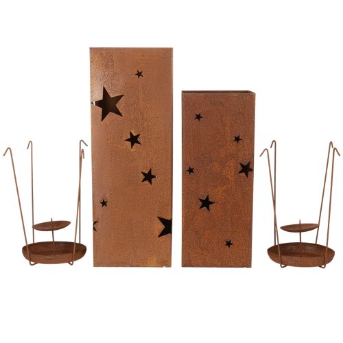 Artikel Julljusstakar, rustik finish, 40/50 cm höga, set om 2