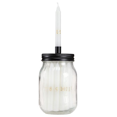 Floristik24 Ljusstake på glas med 24 ljus adventskalender H14,5cm