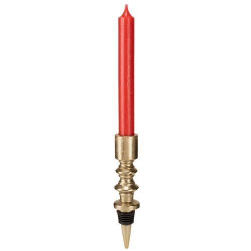 Ljusstake för flaskor metall antik look ljus guld H15cm