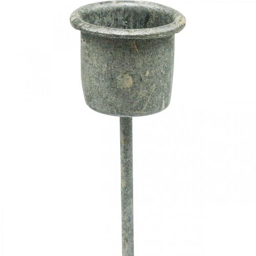 Floristik24 Plug-in ljushållare Shabby Chic grå Ø3cm H8,5cm 8 st