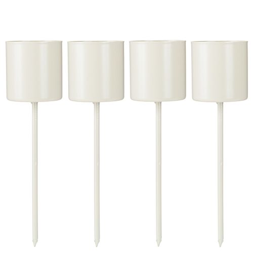 Artikel Ljushållare för tjocka, spetsiga ljus, metall, beige, 3,8 x 14 cm, 4 stycken