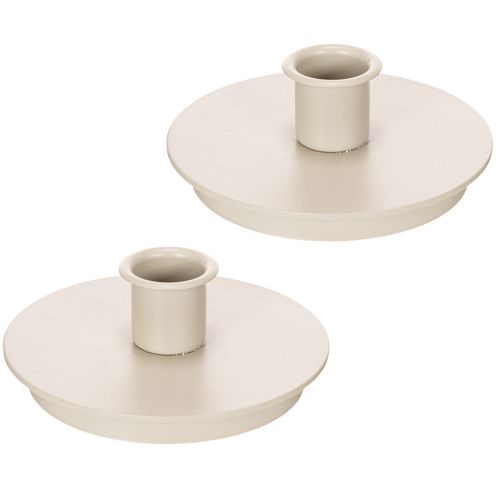 Runda krämfärgade ljusstakar för spetsljus, bordsdekoration, 10 cm, 2 stycken | Floristik24.se