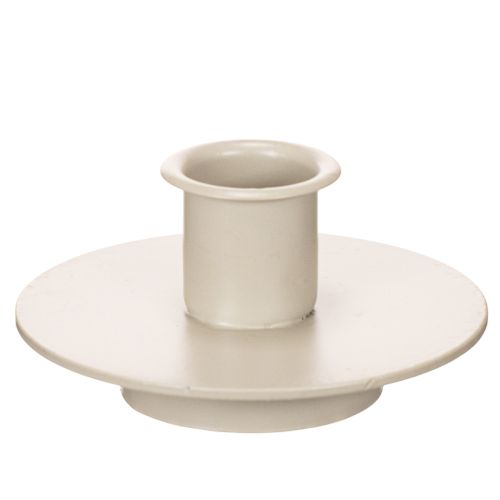 Metallljushållare i matt beige, liten ljusstake för koniska ljus, 8 cm, 3 stycken