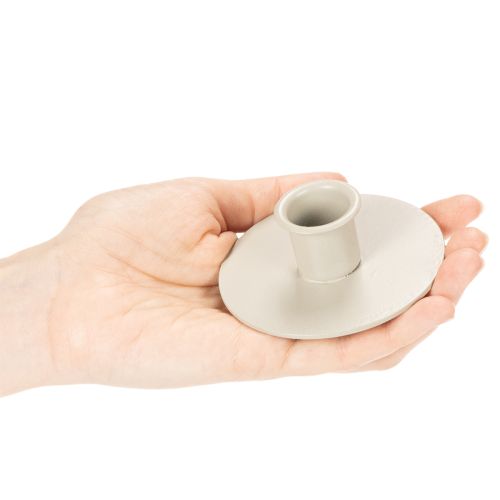 Metallljushållare i matt beige, liten ljusstake för koniska ljus, 8 cm, 3 stycken | Floristik24.se