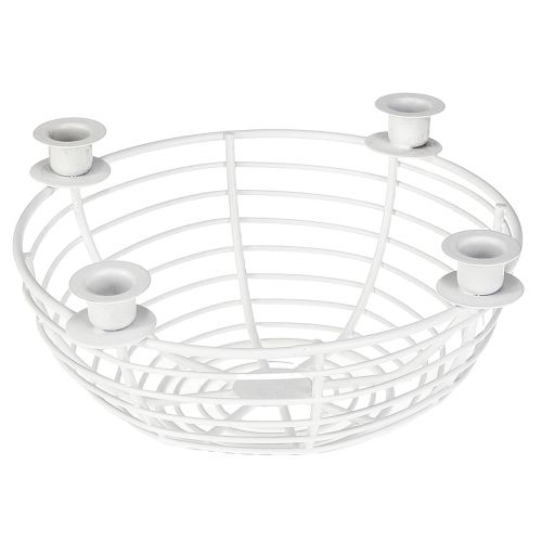 Artikel Ljusstake i vit dekorativ metallskål Ø14cm H7cm