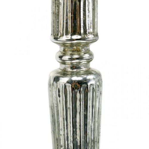 Floristik24 Lykta Glas Ljusstake Antik Look Silver Ø11,5cm H42,5cm