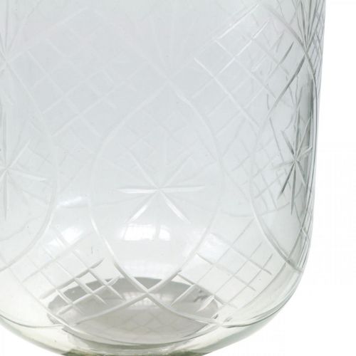 Floristik24 Lykta glas med botten antik look silver Ø17cm H31,5cm