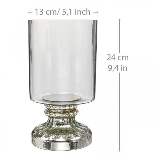 Floristik24 Lykta glas ljus glas antik look silver Ø13cm H24cm