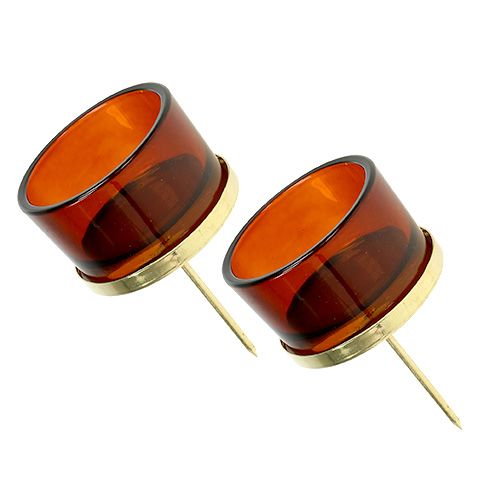 Floristik24 Ljusstake med glas guld, brun 4st