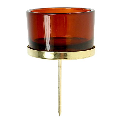 Floristik24 Ljusstake med glas guld, brun 4st