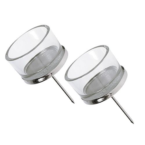 Artikel Ljushållare med glas silver 4 st