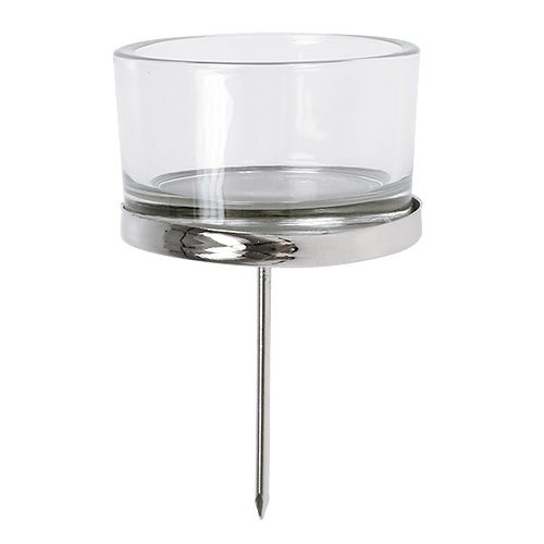 Artikel Ljushållare med glas silver 4 st