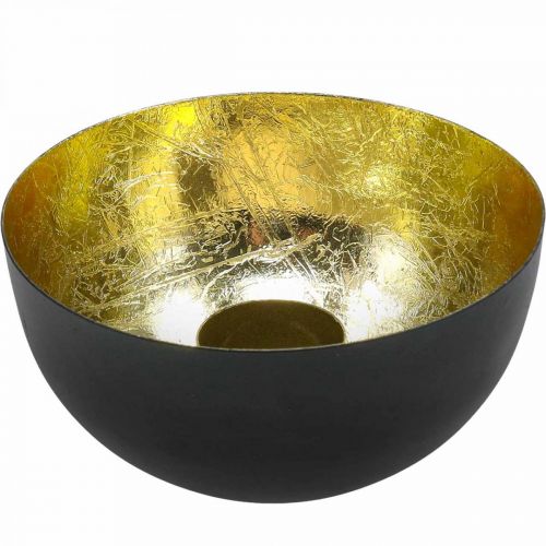 Floristik24 Ljusstake Svart Guld Juldekoration Ø13cm H6,5cm
