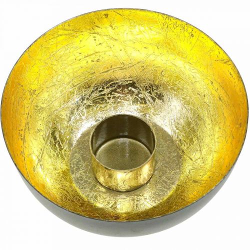 Floristik24 Ljusstake Svart Guld Juldekoration Ø13cm H6,5cm