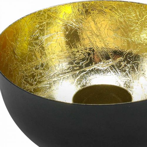 Floristik24 Ljusstake Svart Guld Juldekoration Ø13cm H6,5cm