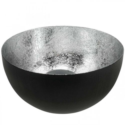 Ljusstake svart silver juldekoration Ø13cm H6,5cm