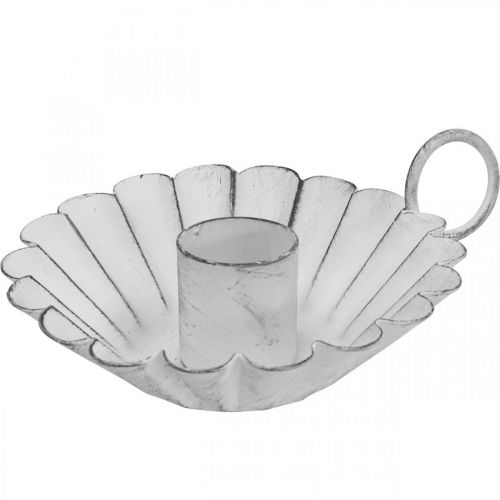 Floristik24 Ljusstake Shabby Chic Vit Metall Deco Ø9,5cm H3cm