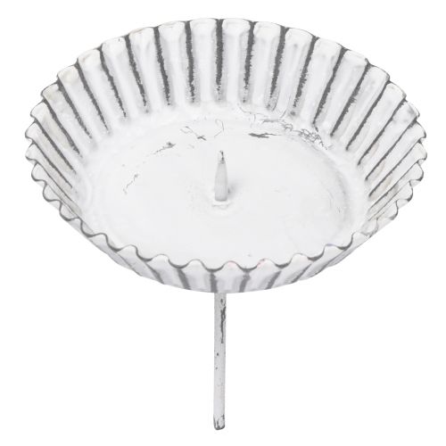 Floristik24 Plug-in ljusstake vit kakform Ø10cm 4st