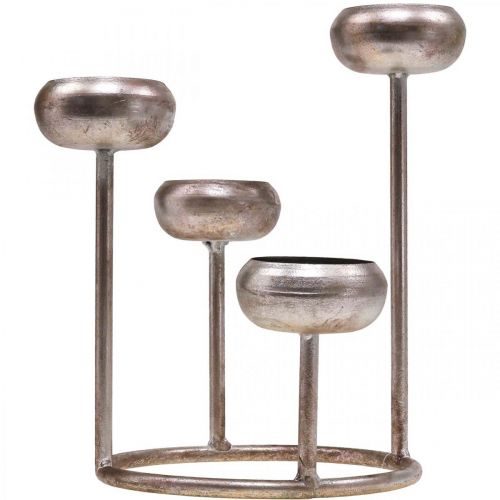 Floristik24 Ljusstake antik ljusstake silver 4 lågor Ø19cm