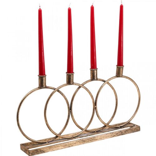 Floristik24 Ljusstake stick ljusstake vintage 4-lågar gyllene L45cm