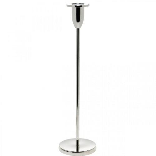 Floristik24 Ljusstake silvermetall dekorationsljusstake för stickljus H31cm