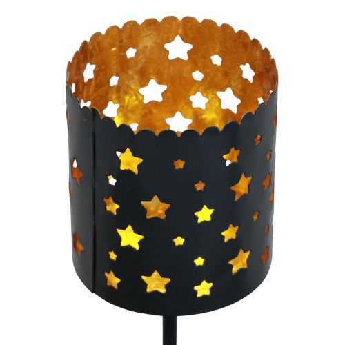 Floristik24 Ljusstake adventskrans för att sticka svart guld Ø6cm 4st