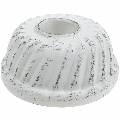 Floristik24 Ljusstake Gugelhupf Bakform Shabby Chic Vit Ø7,2cm H3cm