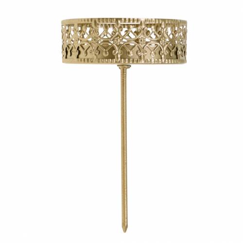 Artikel Blommiga ljushållare för att plugga gyllene Ø7,4cm H12,5cm 4 stycken antik look