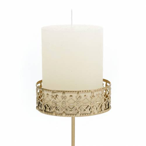 Floristik24 Blommiga ljushållare för att plugga gyllene Ø7,4cm H12,5cm 4 stycken antik look