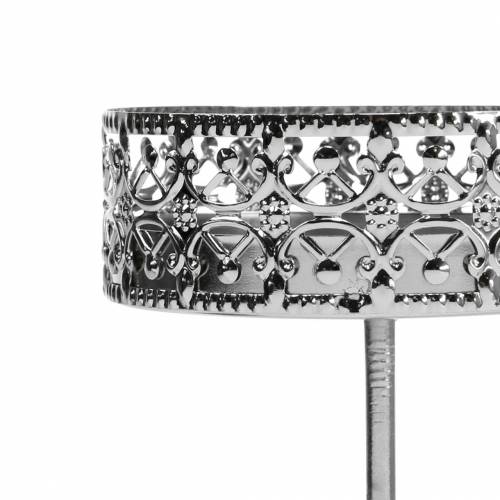 Floristik24 Ljushållare i filigran för att plugga silver Ø6,4cm H12,5cm 4 stycken antik look