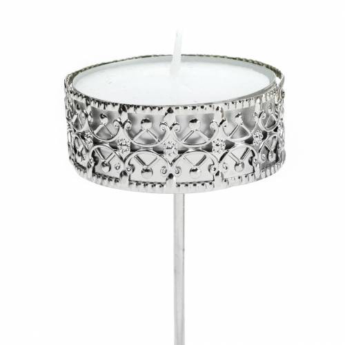 Floristik24 Ljushållare i filigran för att plugga silver Ø6,4cm H12,5cm 4 stycken antik look
