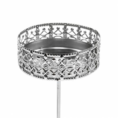 Floristik24 Blommiga ljushållare för att plugga in silver Ø7,4cm H12,5cm antik look 4 st