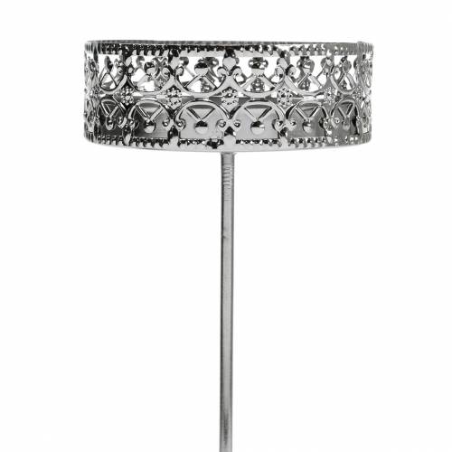 Artikel Blommiga ljushållare för att plugga in silver Ø7,4cm H12,5cm antik look 4 st