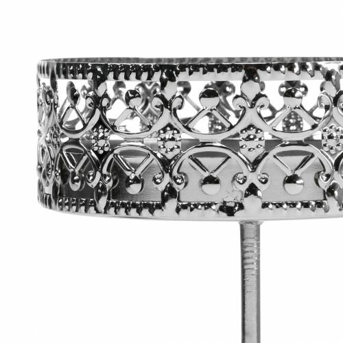 Floristik24 Blommiga ljushållare för att plugga in silver Ø7,4cm H12,5cm antik look 4 st
