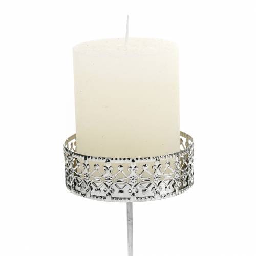 Floristik24 Blommiga ljushållare för att plugga in silver Ø7,4cm H12,5cm antik look 4 st