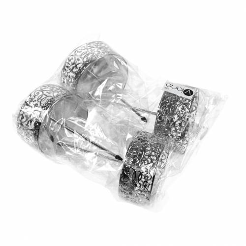 Artikel Blommiga ljushållare för inkoppling av silver Ø8,8cm H13,7cm 4 stycken antik look