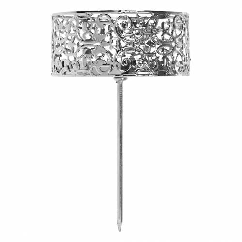 Artikel Blommiga ljushållare för inkoppling av silver Ø8,8cm H13,7cm 4 stycken antik look