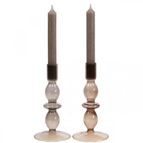 Floristik24 Ljusstake glas Ljusstake Ljusstake 18,5cm 2st