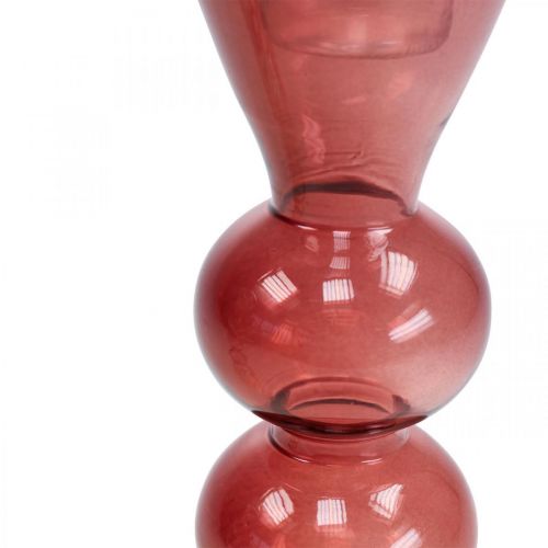 Floristik24 Ljusstake glasljusstake rosa/rosa Ø5-6cm H19cm 2st
