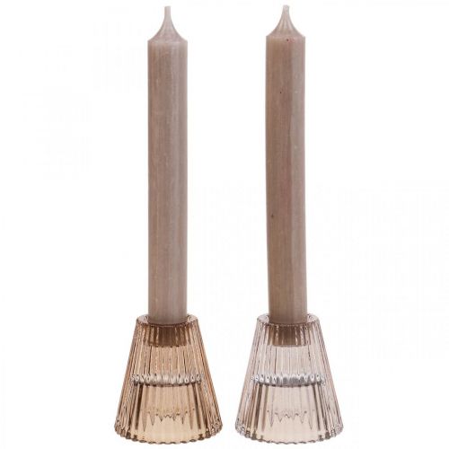 Floristik24 Ljusstake glas Stav ljusstake glas Ø5,5cm H6,5cm 2st