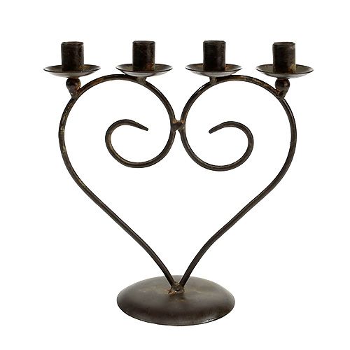 Floristik24 Hjärtformad ljusstake brun H17cm W16cm