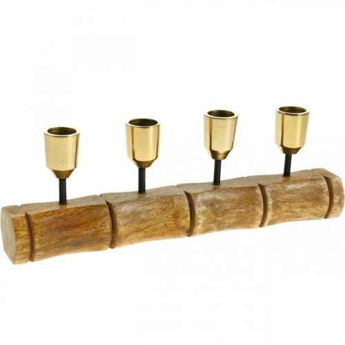 Ljusstake av metall, mangoträ, bambu-look L29,5cm Ø2,2cm