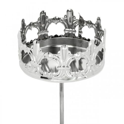 Floristik24 Ljusdekorationskrona, värmeljushållare att klibba, adventsdekoration silver Ø5,5cm 4st