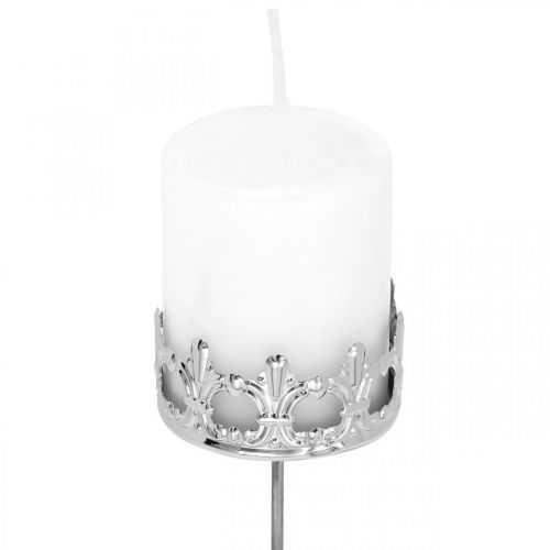 Floristik24 Ljusdekorationskrona, värmeljushållare att klibba, adventsdekoration silver Ø5,5cm 4st