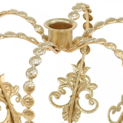 Floristik24 Krona med ljushållare, dekoration till jul, metalldekoration, dekorativ krona gyllene Ø19,5cm H16cm