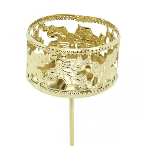 Floristik24 Värmeljushållare för stickning, adventsdekoration, ljusstake järnek dekoration gyllene Ø5,5cm 4 st.