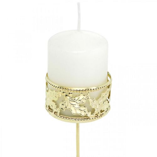 Floristik24 Värmeljushållare för stickning, adventsdekoration, ljusstake järnek dekoration gyllene Ø5,5cm 4 st.
