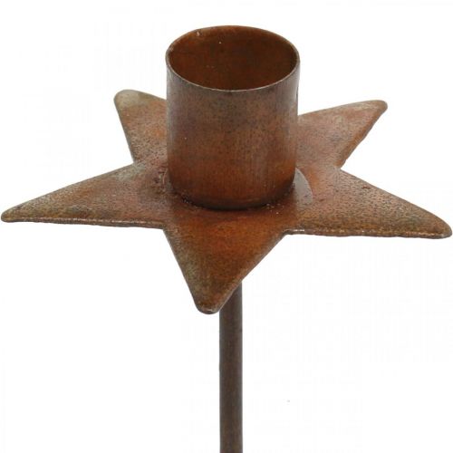 Floristik24 Ljusdekorationsstjärna, trädljushållare för stickning, juldekoration av metallpatina Ø5cm