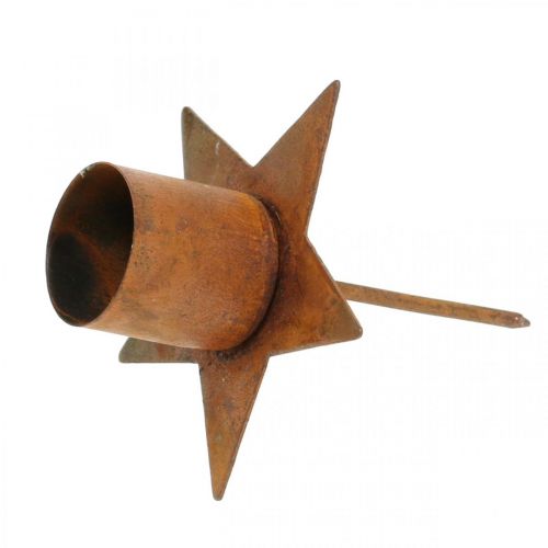Floristik24 Avsmalnande ljusstake stjärna, Advent, plug-in ljushållare, metalldekor patina Ø6cm