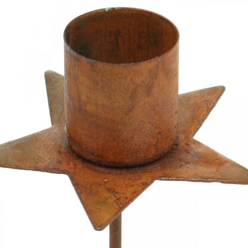 Floristik24 Avsmalnande ljusstake stjärna, Advent, plug-in ljushållare, metalldekor patina Ø6cm